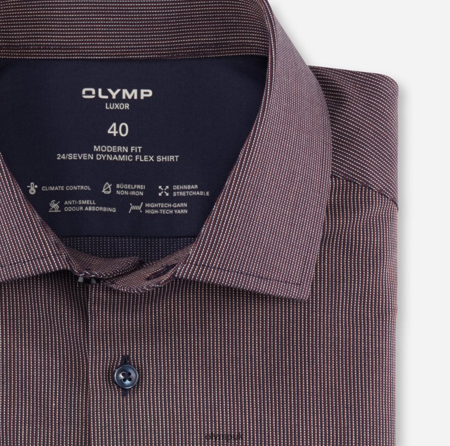Clothing OLYMP Luxor 24/Seven Modern Fit, Business Shirt, Global Kent, Reddish Brown NZ22L1075
