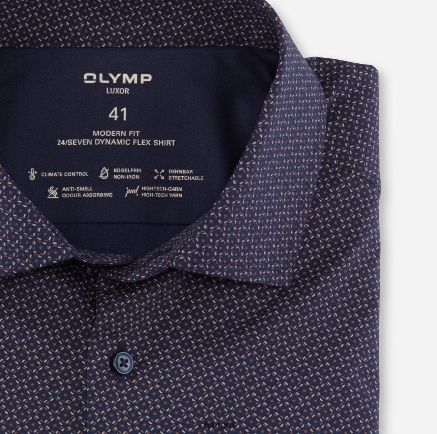 Clothing OLYMP Luxor 24/Seven Modern Fit, Business Shirt, Global Kent, Reddish Brown NZ22L998