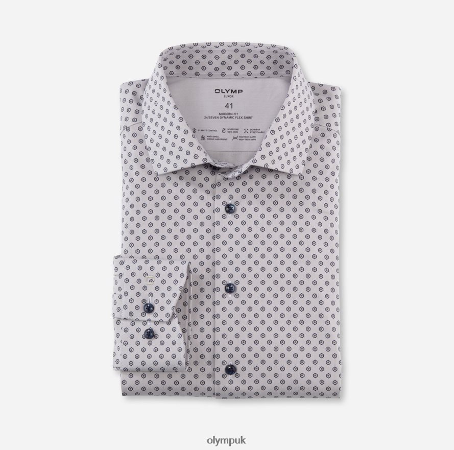 Clothing OLYMP Luxor 24/Seven Modern Fit, Business Shirt, Global Kent, Taupe NZ22L1076