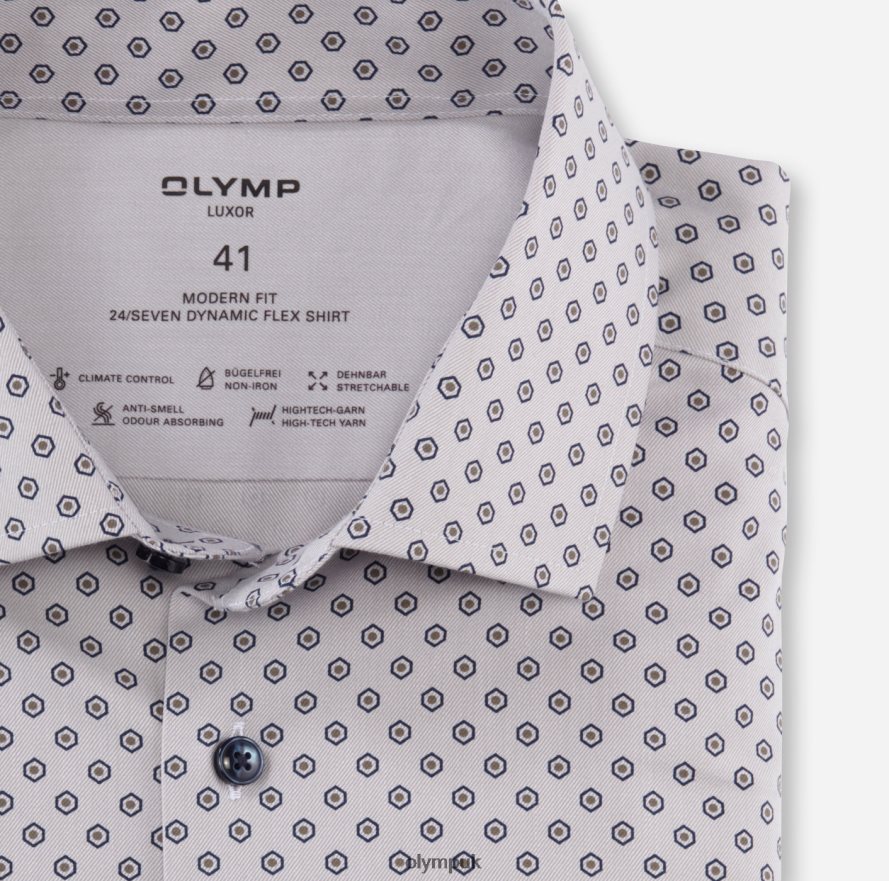 Clothing OLYMP Luxor 24/Seven Modern Fit, Business Shirt, Global Kent, Taupe NZ22L1076