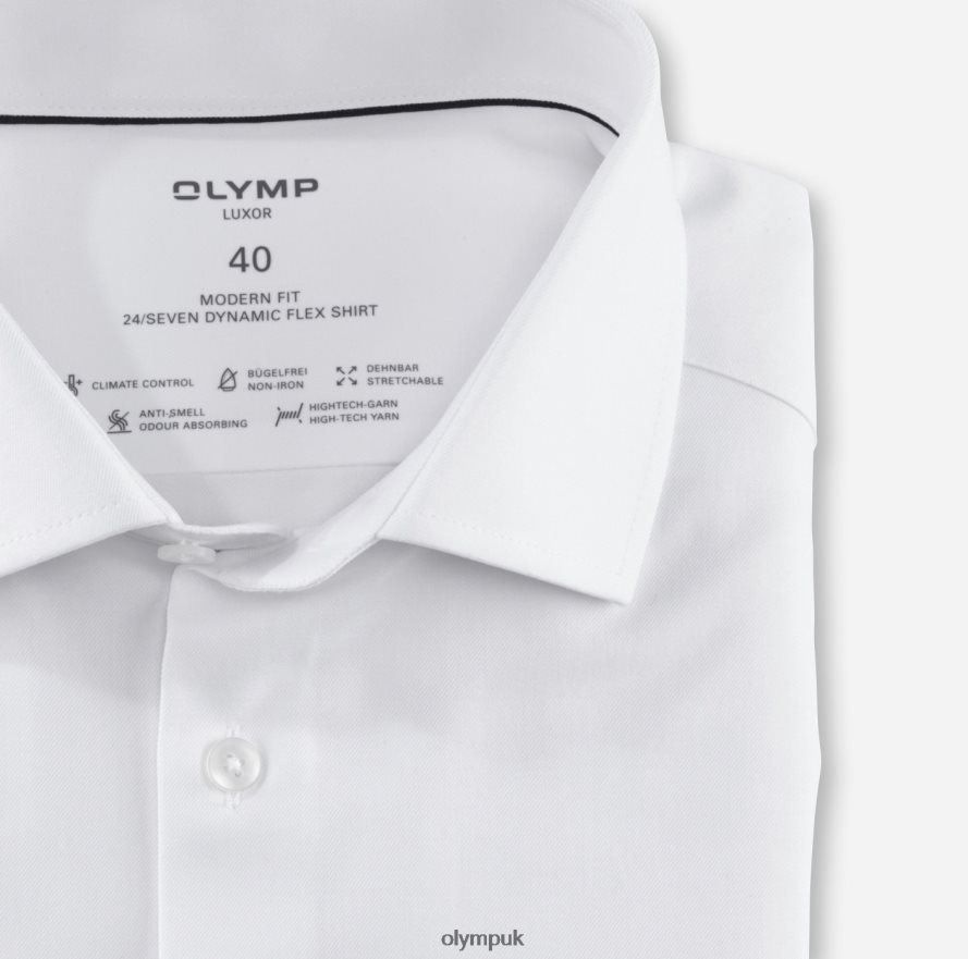 Clothing OLYMP Luxor 24/Seven Modern Fit, Business Shirt, Global Kent, White NZ22L1008