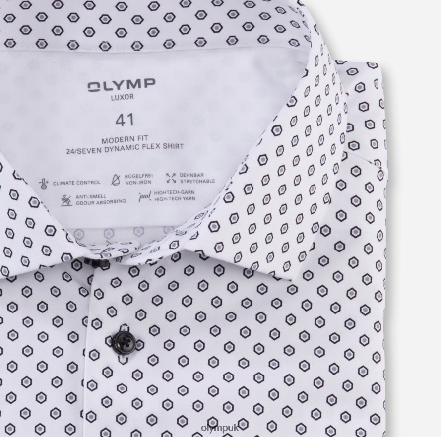 Clothing OLYMP Luxor 24/Seven Modern Fit, Business Shirt, Global Kent, White NZ22L1060