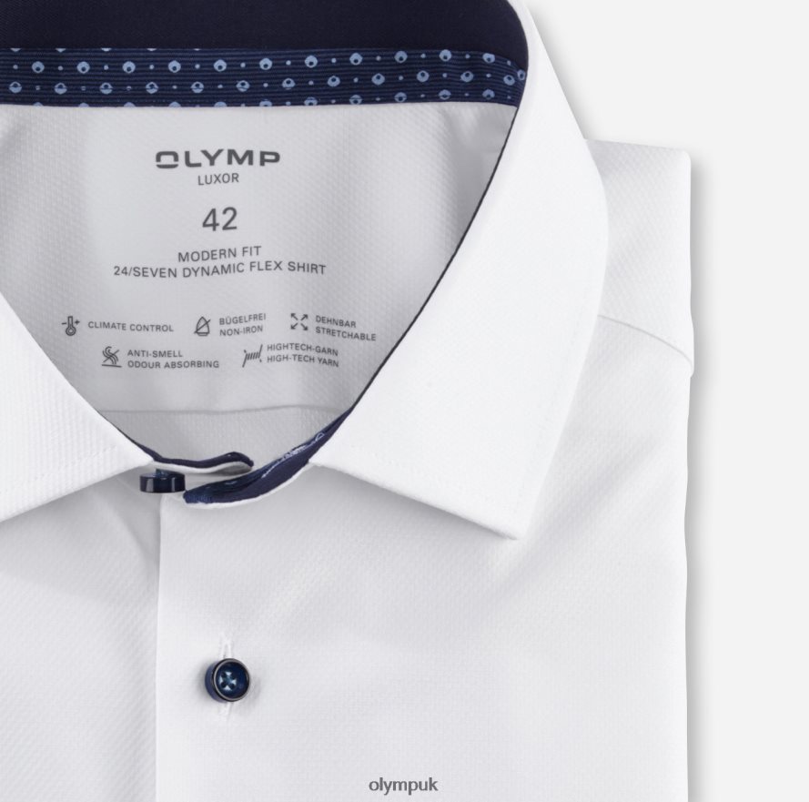 Clothing OLYMP Luxor 24/Seven Modern Fit, Business Shirt, Global Kent, White NZ22L1287