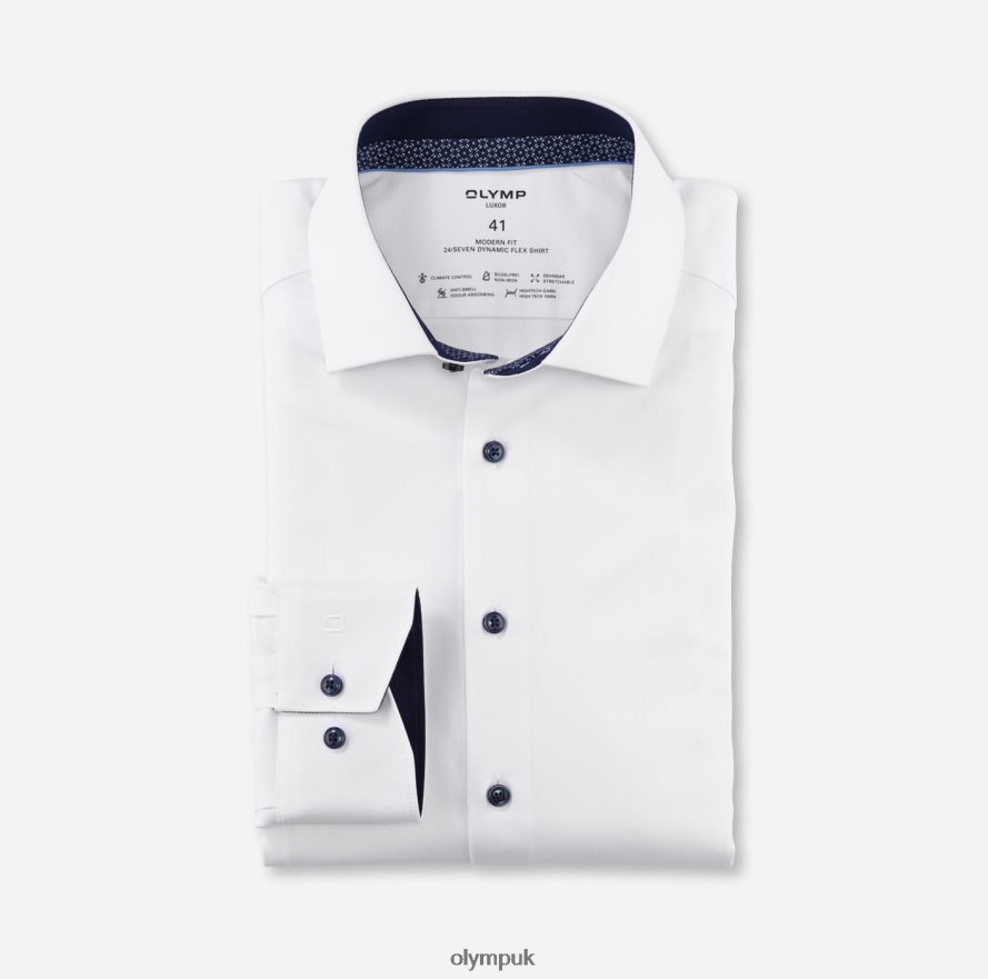 Clothing OLYMP Luxor 24/Seven Modern Fit, Business Shirt, Global Kent, White NZ22L971