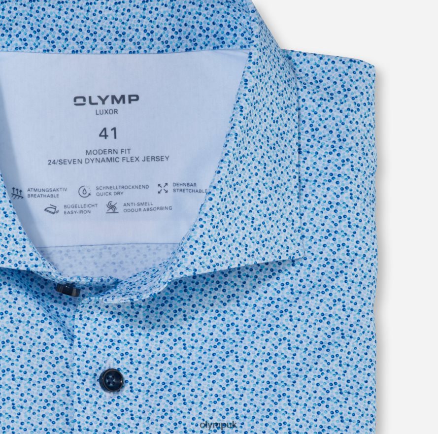 Clothing OLYMP Luxor 24/Seven Modern Fit, Business Shirt, Kent, Aqua NZ22L1204