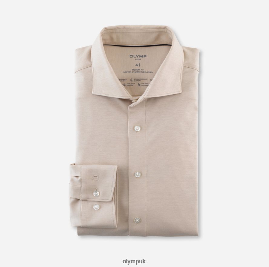 Clothing OLYMP Luxor 24/Seven Modern Fit, Business Shirt, Kent, Beige NZ22L1344