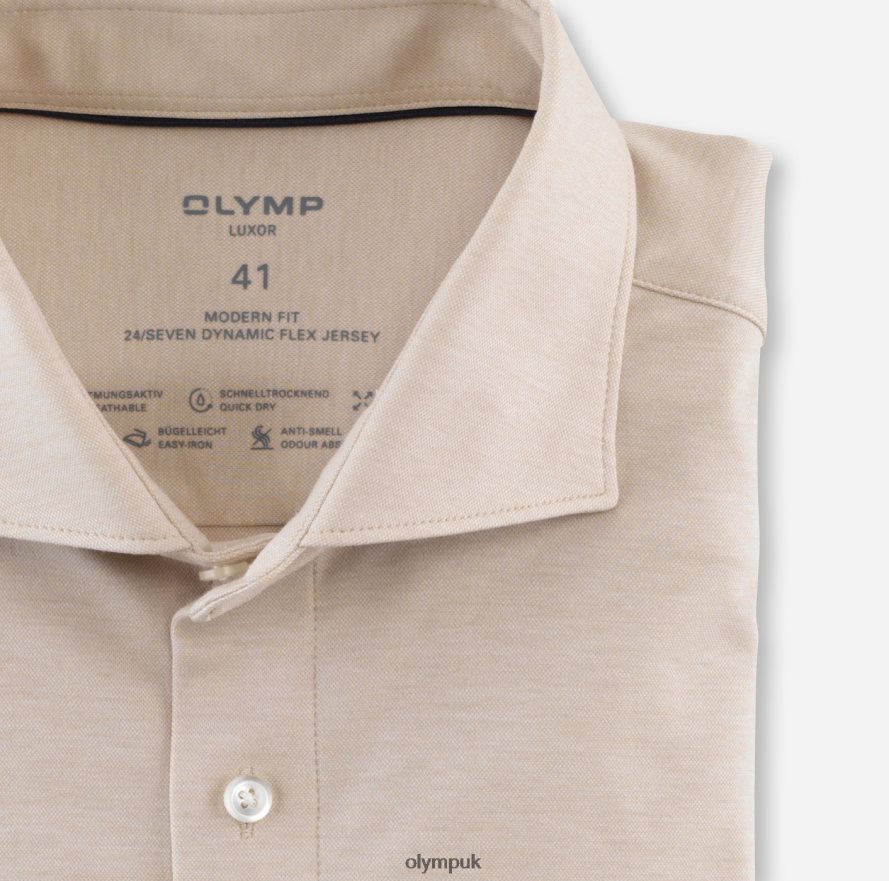 Clothing OLYMP Luxor 24/Seven Modern Fit, Business Shirt, Kent, Beige NZ22L1344