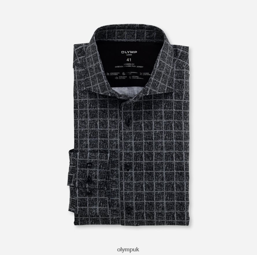 Clothing OLYMP Luxor 24/Seven Modern Fit, Business Shirt, Kent, Black NZ22L1352