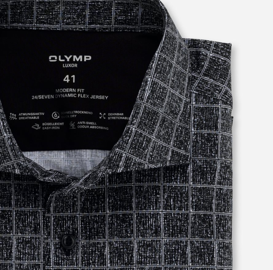 Clothing OLYMP Luxor 24/Seven Modern Fit, Business Shirt, Kent, Black NZ22L1352