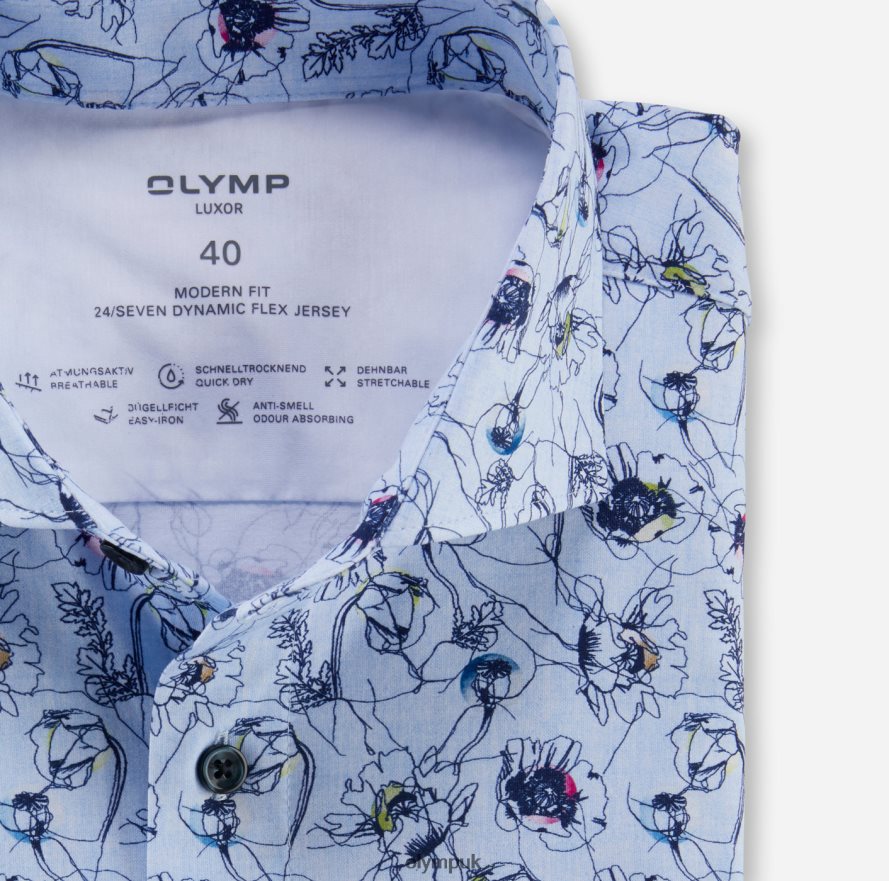 Clothing OLYMP Luxor 24/Seven Modern Fit, Business Shirt, Kent, Bleu NZ22L946