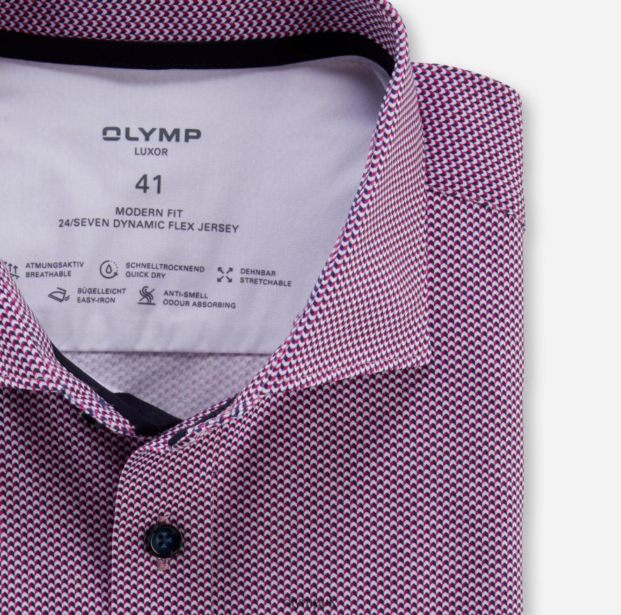 Clothing OLYMP Luxor 24/Seven Modern Fit, Business Shirt, Kent, Fuchsia NZ22L1043