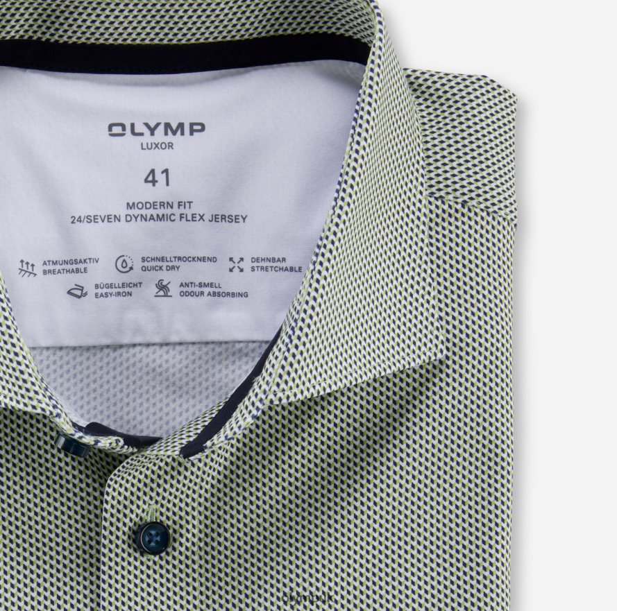 Clothing OLYMP Luxor 24/Seven Modern Fit, Business Shirt, Kent, Lime NZ22L1040