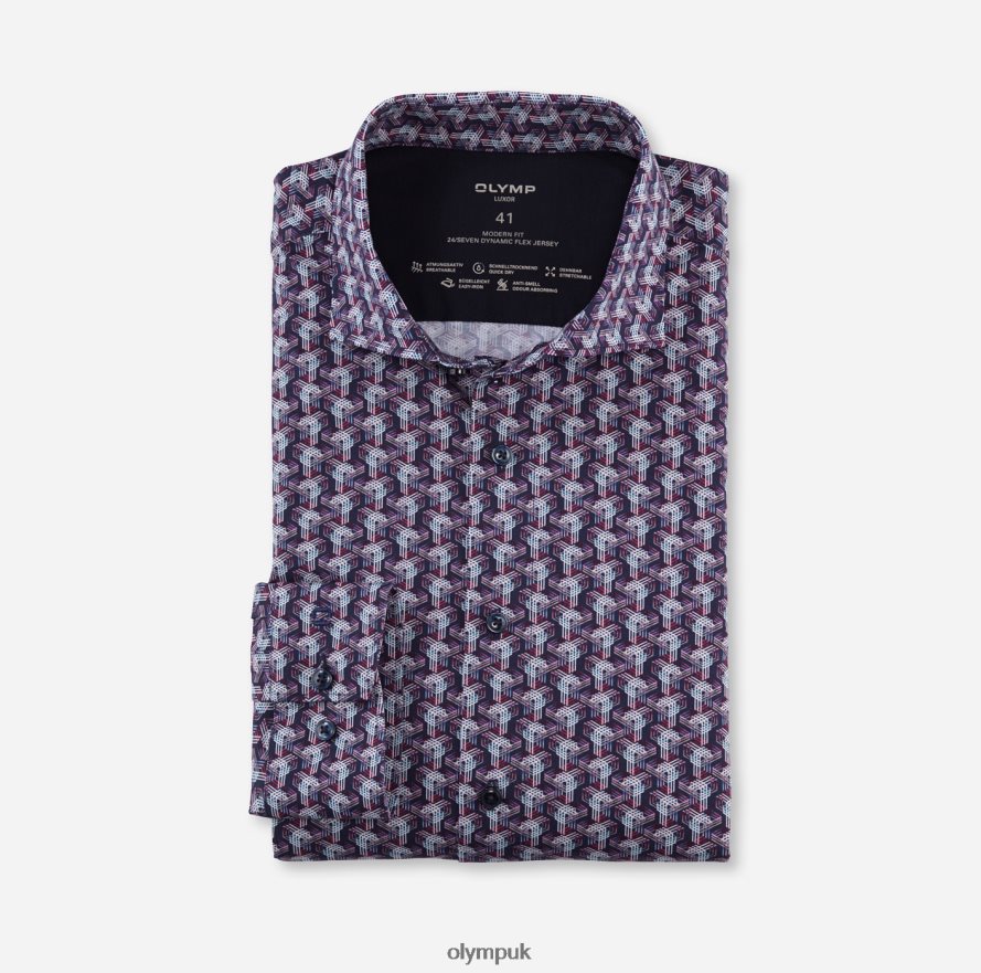 Clothing OLYMP Luxor 24/Seven Modern Fit, Business Shirt, Kent, Marine NZ22L1084