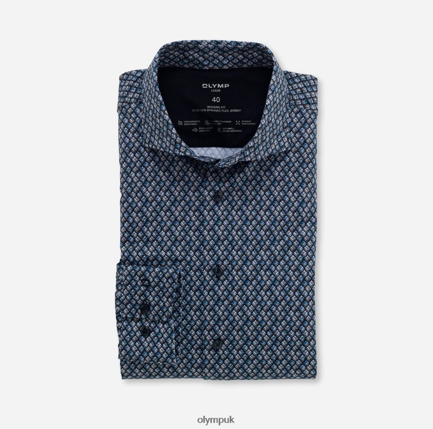 Clothing OLYMP Luxor 24/Seven Modern Fit, Business Shirt, Kent, Marine NZ22L1342