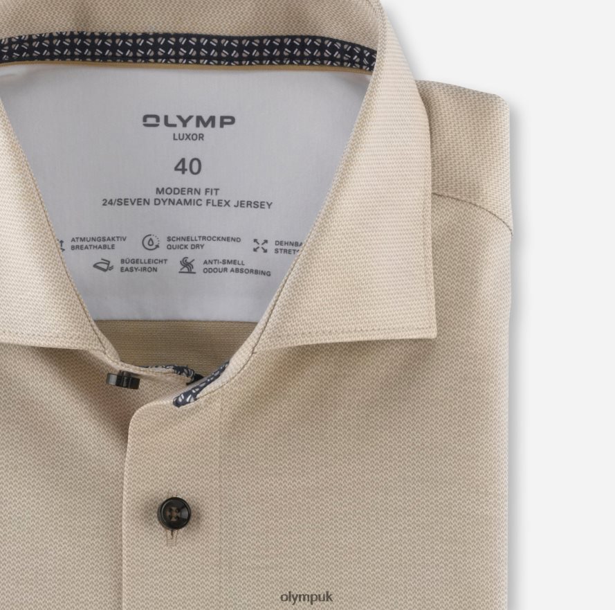 Clothing OLYMP Luxor 24/Seven Modern Fit, Business Shirt, Kent, Natural NZ22L1100
