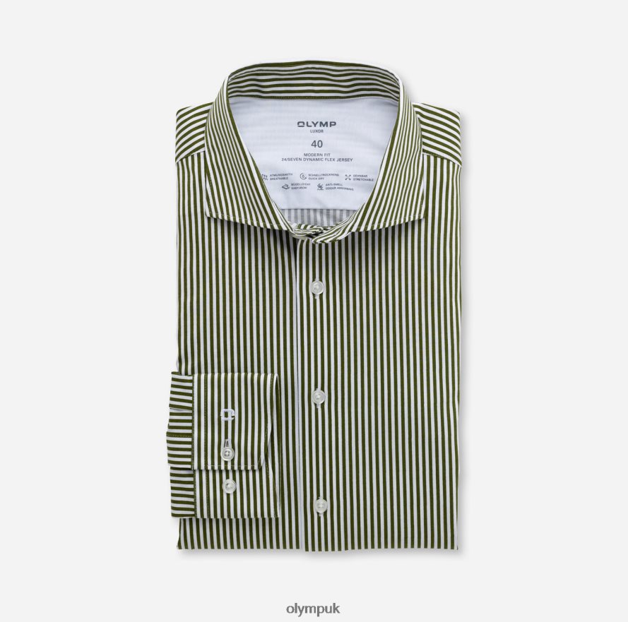 Clothing OLYMP Luxor 24/Seven Modern Fit, Business Shirt, Kent, Olive NZ22L1319