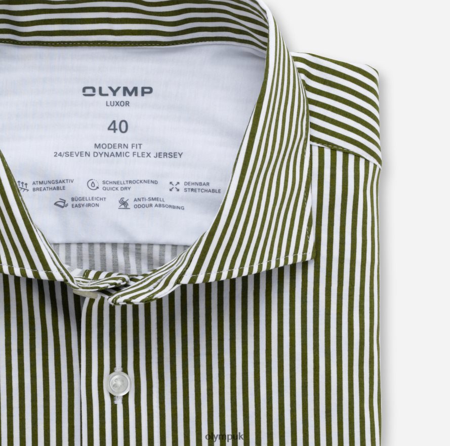 Clothing OLYMP Luxor 24/Seven Modern Fit, Business Shirt, Kent, Olive NZ22L1319