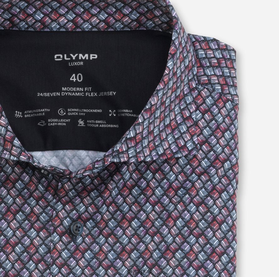 Clothing OLYMP Luxor 24/Seven Modern Fit, Business Shirt, Kent, Red NZ22L1340