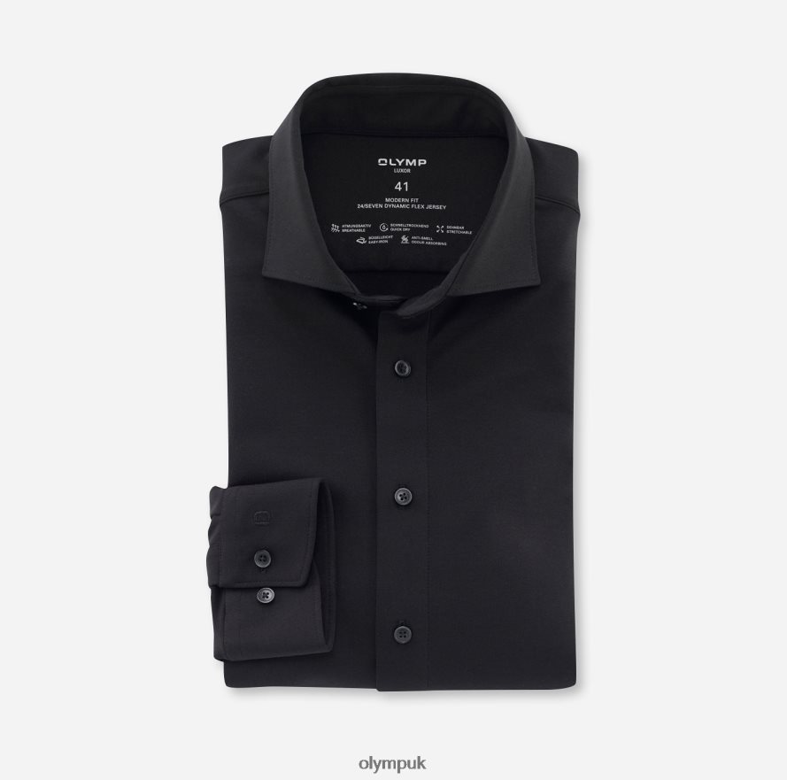 Clothing OLYMP Luxor 24/Seven Modern Fit, Business Shirt, Long Sleeve Extra Long, Kent, Black NZ22L1411