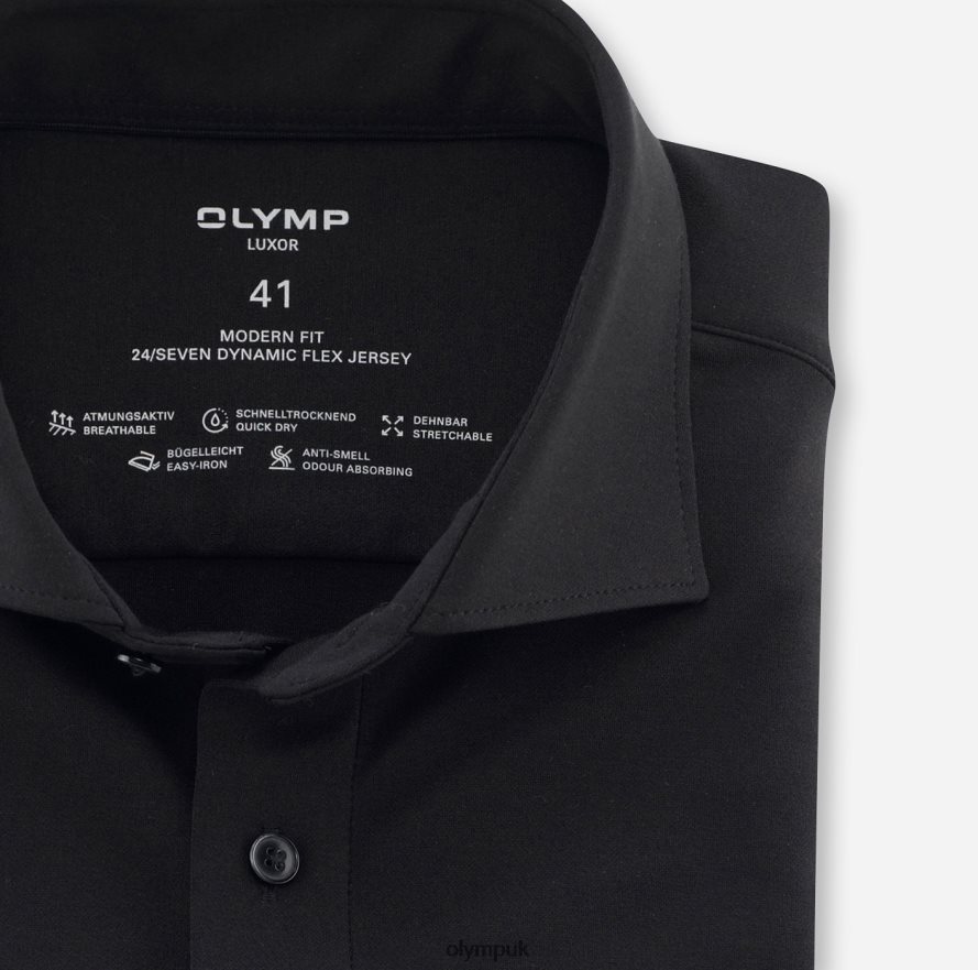 Clothing OLYMP Luxor 24/Seven Modern Fit, Business Shirt, Long Sleeve Extra Long, Kent, Black NZ22L1411