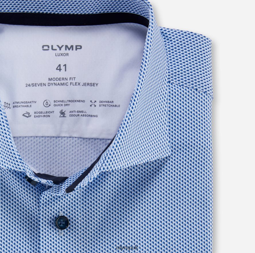 Clothing OLYMP Luxor 24/Seven Modern Fit, Business Shirt, Long Sleeve Extra Long, Kent, Bleu NZ22L1422
