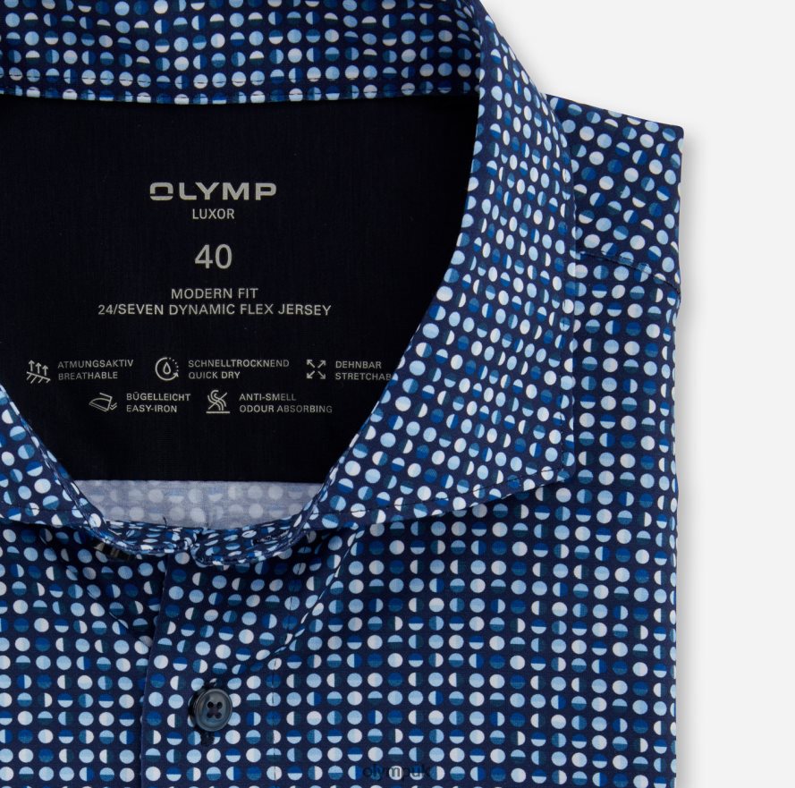 Clothing OLYMP Luxor 24/Seven Modern Fit, Business Shirt, Long Sleeve Extra Long, Kent, Marine NZ22L1416