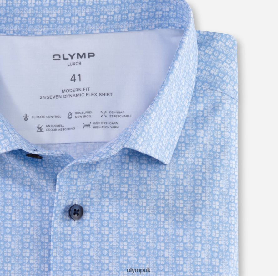 Clothing OLYMP Luxor 24/Seven Modern Fit, Business Shirt, Long Sleeve Extra Long, Modern Kent, Bleu NZ22L1420