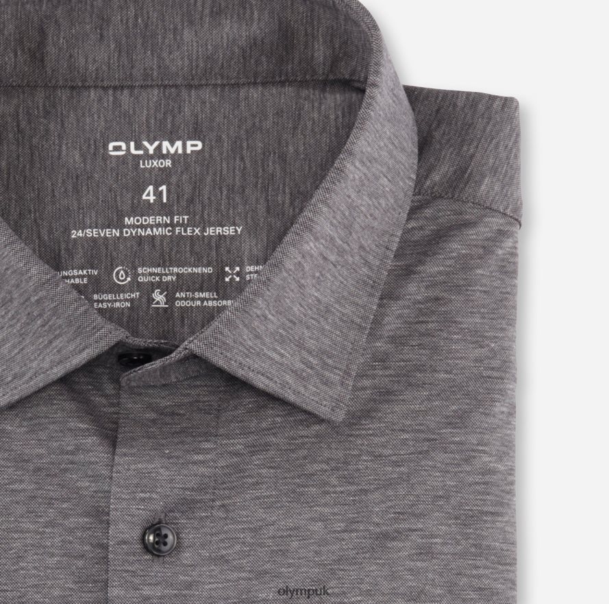 Clothing OLYMP Luxor 24/Seven Modern Fit, Business Shirt, Long Sleeve Extra Long, New Kent, Anthracite NZ22L1404