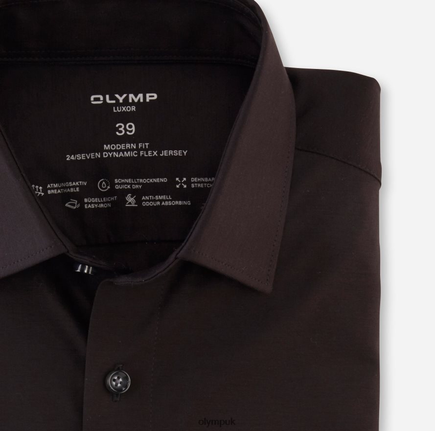 Clothing OLYMP Luxor 24/Seven Modern Fit, Business Shirt, Long Sleeve Extra Long, New Kent, Black NZ22L1426