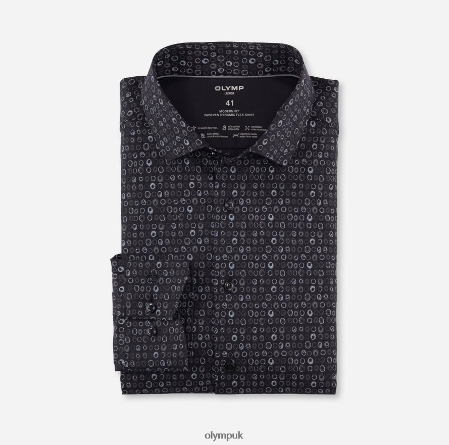 Clothing OLYMP Luxor 24/Seven Modern Fit, Business Shirt, Modern Kent, Black NZ22L1284