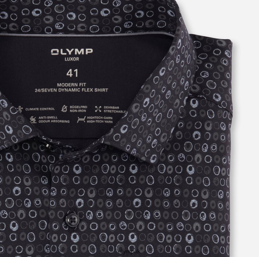 Clothing OLYMP Luxor 24/Seven Modern Fit, Business Shirt, Modern Kent, Black NZ22L1284