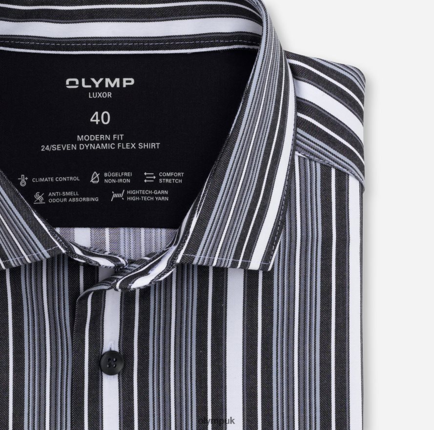 Clothing OLYMP Luxor 24/Seven Modern Fit, Business Shirt, Modern Kent, Black NZ22L1368