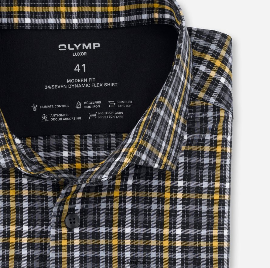 Clothing OLYMP Luxor 24/Seven Modern Fit, Business Shirt, Modern Kent, Black NZ22L1370