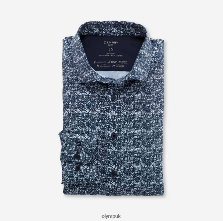 Clothing OLYMP Luxor 24/Seven Modern Fit, Business Shirt, Modern Kent, Bleu NZ22L1369