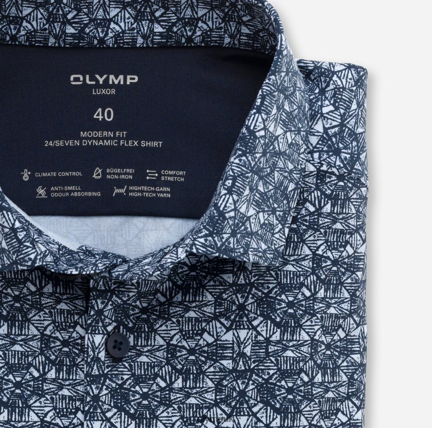 Clothing OLYMP Luxor 24/Seven Modern Fit, Business Shirt, Modern Kent, Bleu NZ22L1369