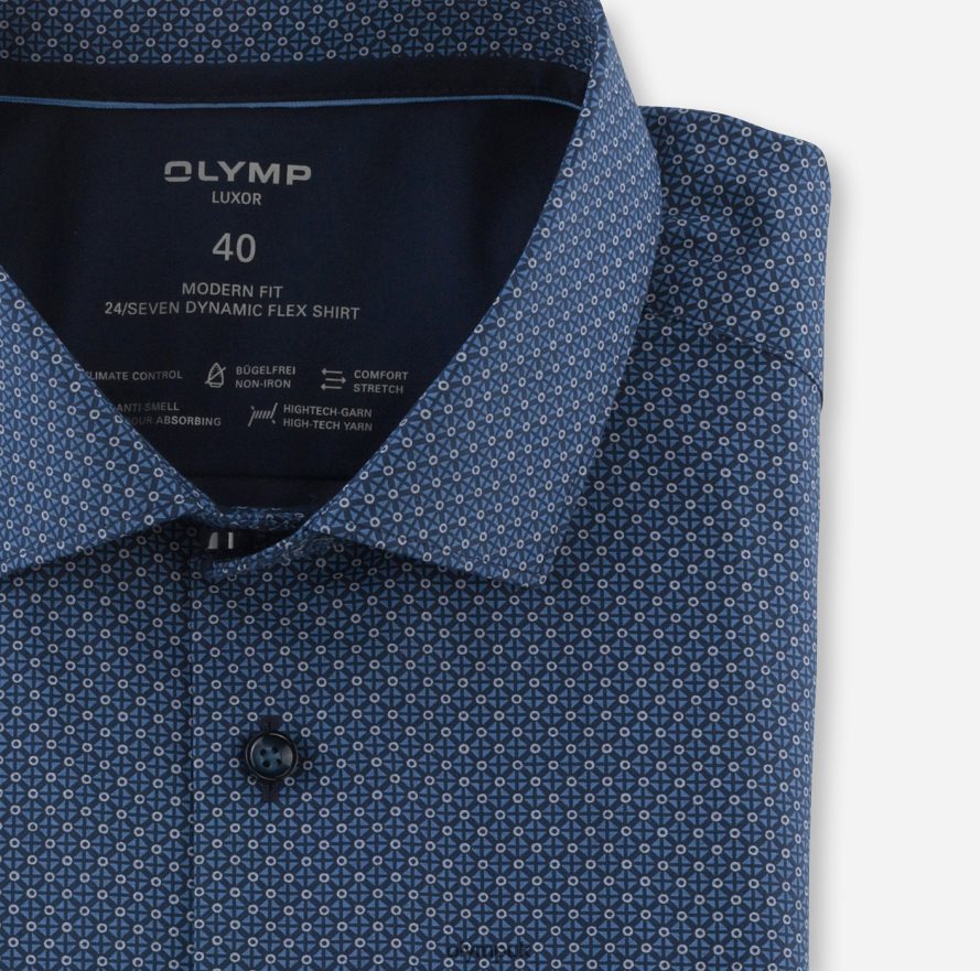 Clothing OLYMP Luxor 24/Seven Modern Fit, Business Shirt, Modern Kent, Marine NZ22L1269