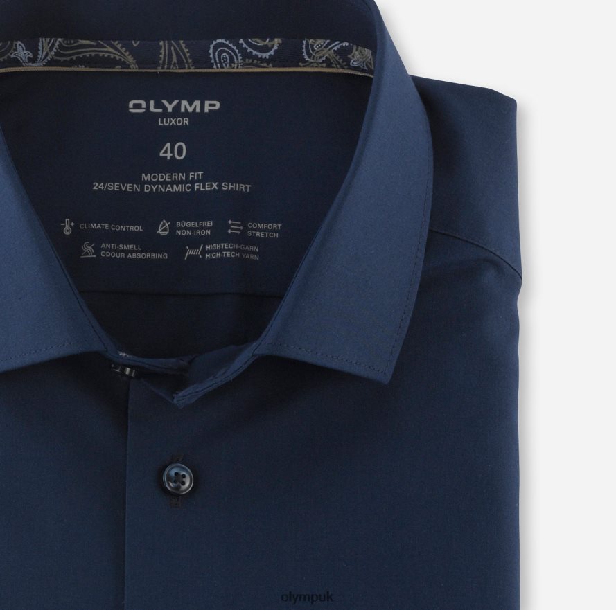 Clothing OLYMP Luxor 24/Seven Modern Fit, Business Shirt, Modern Kent, Marine NZ22L1320