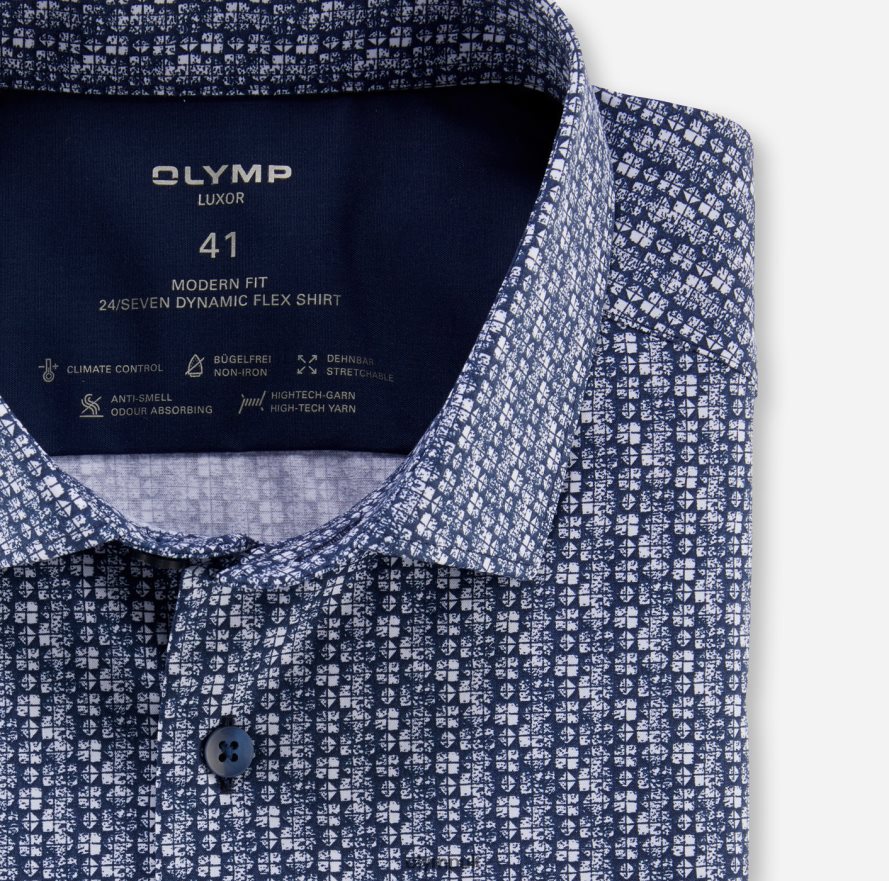 Clothing OLYMP Luxor 24/Seven Modern Fit, Business Shirt, Modern Kent, Marine NZ22L925