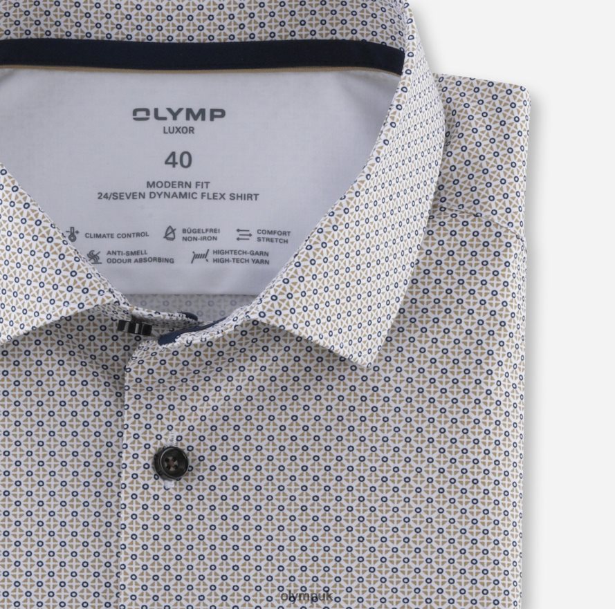 Clothing OLYMP Luxor 24/Seven Modern Fit, Business Shirt, Modern Kent, Natural NZ22L1274