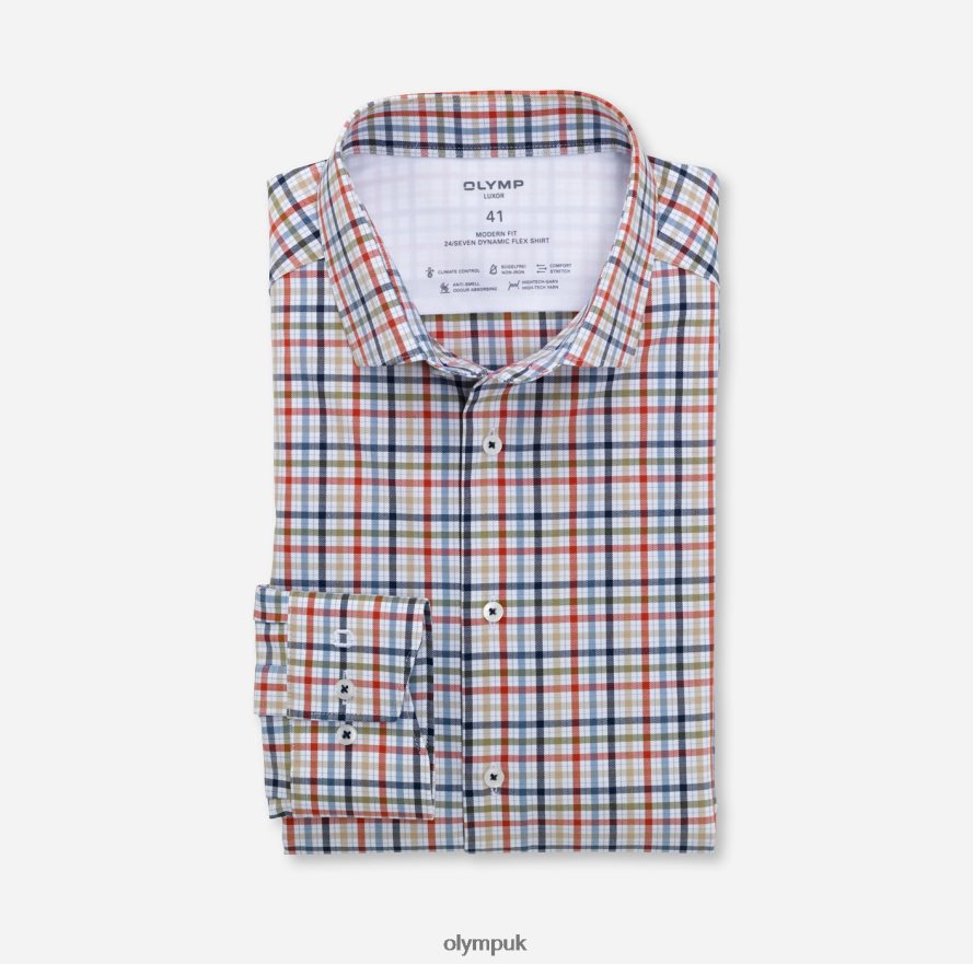 Clothing OLYMP Luxor 24/Seven Modern Fit, Business Shirt, Modern Kent, Red Orange NZ22L1371