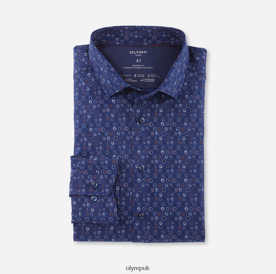 Clothing OLYMP Luxor 24/Seven Modern Fit, Business Shirt, Modern Kent, Reddish Brown NZ22L1288