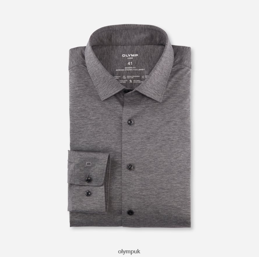 Clothing OLYMP Luxor 24/Seven Modern Fit, Business Shirt, New Kent, Anthracite NZ22L1012