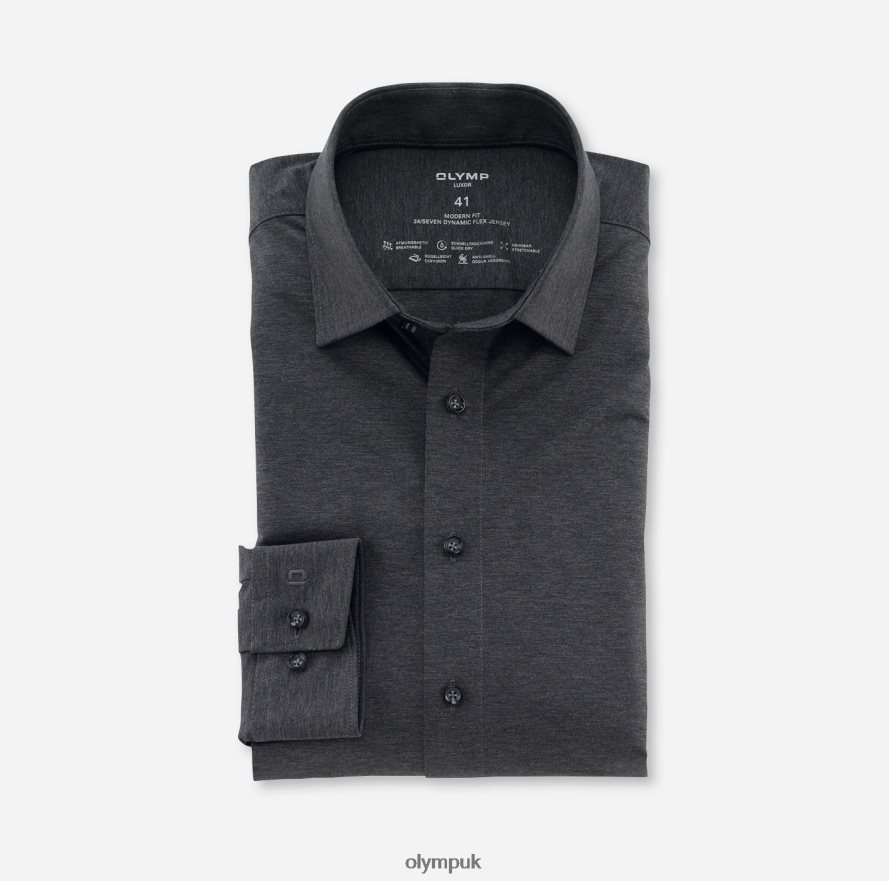 Clothing OLYMP Luxor 24/Seven Modern Fit, Business Shirt, New Kent, Anthracite NZ22L1056