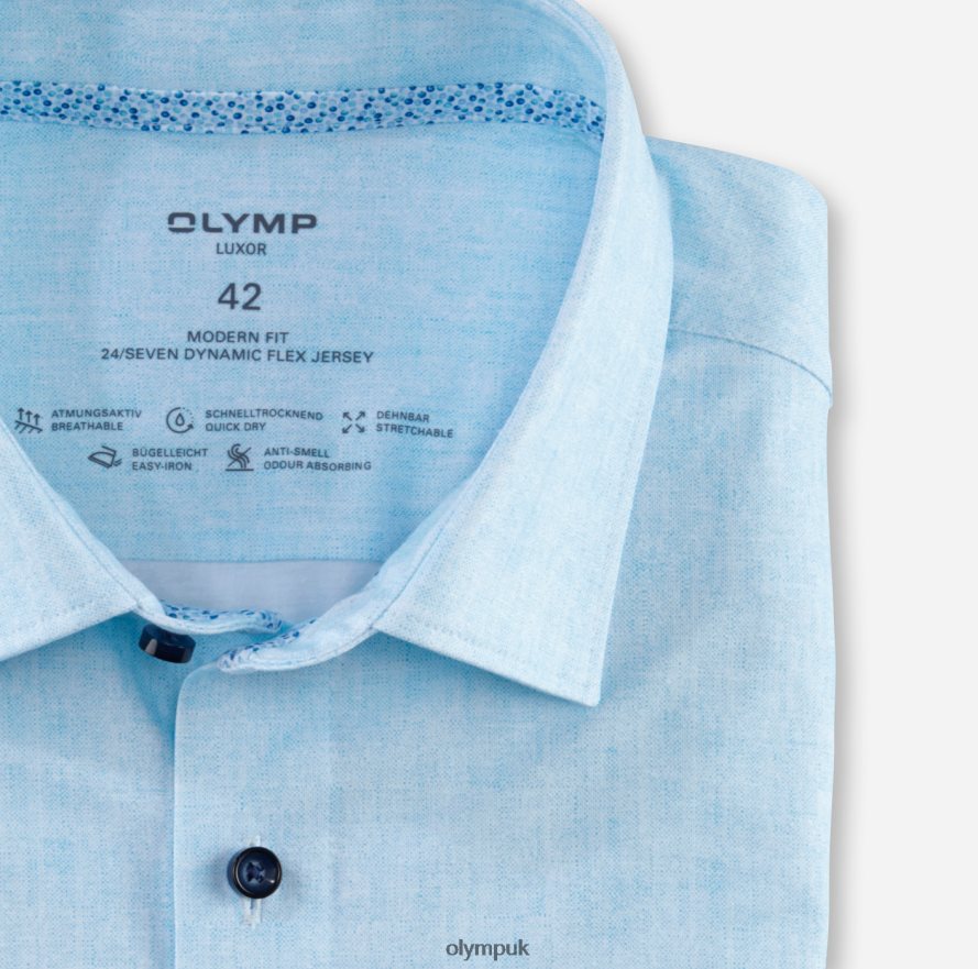 Clothing OLYMP Luxor 24/Seven Modern Fit, Business Shirt, New Kent, Aqua NZ22L1234