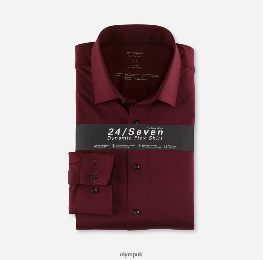 Clothing OLYMP Luxor 24/Seven Modern Fit, Business Shirt, New Kent, Bordeaux NZ22L1331