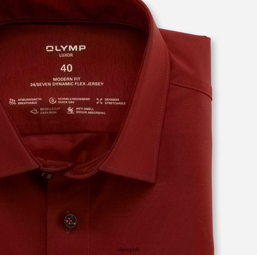 Clothing OLYMP Luxor 24/Seven Modern Fit, Business Shirt, New Kent, Brick Red NZ22L1335