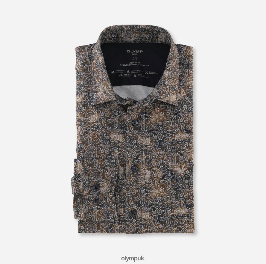 Clothing OLYMP Luxor 24/Seven Modern Fit, Business Shirt, New Kent, Brown NZ22L1215