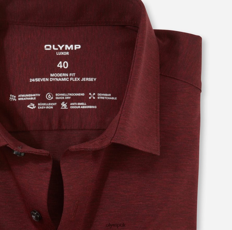 Clothing OLYMP Luxor 24/Seven Modern Fit, Business Shirt, New Kent, Dark Red NZ22L1108