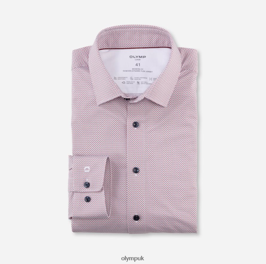 Clothing OLYMP Luxor 24/Seven Modern Fit, Business Shirt, New Kent, Dark Red NZ22L1122