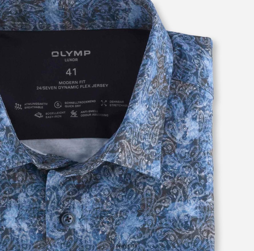 Clothing OLYMP Luxor 24/Seven Modern Fit, Business Shirt, New Kent, Marine NZ22L1303